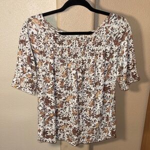 Lucky Brand Floral Blouse - Brown and Cream size Small